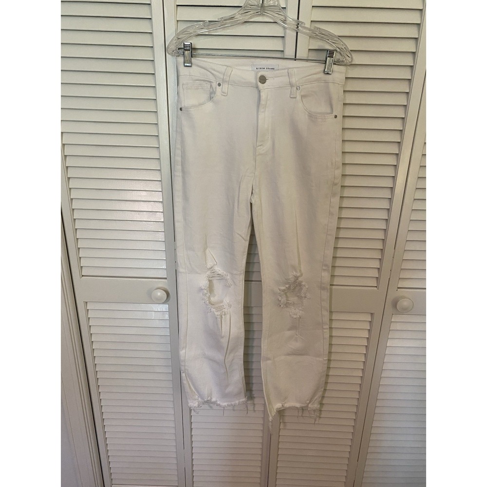 Risen White‎ Distressed Wide Leg Cropped Jeans - Size 7/28 Coastal Cowgirl